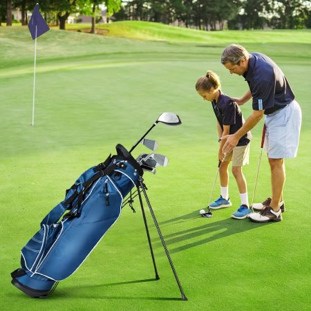 Premium Blue Golf Stand Bag with Carry Organizer Pockets