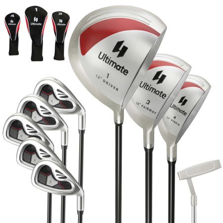 Costway 9 PCS Women's Complete Golf Club Set Right Handed with 460cc Alloy Driver Irons Red