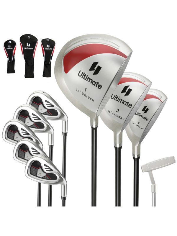 Costway 9 PCS Women's Complete Golf Club Set Right Handed with 460cc Alloy Driver Irons Red