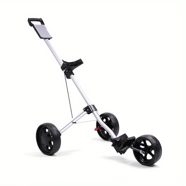 1pc Golf Cart, Three-wheeled Aluminum Alloy Golf Push Cart, Golf Accessories