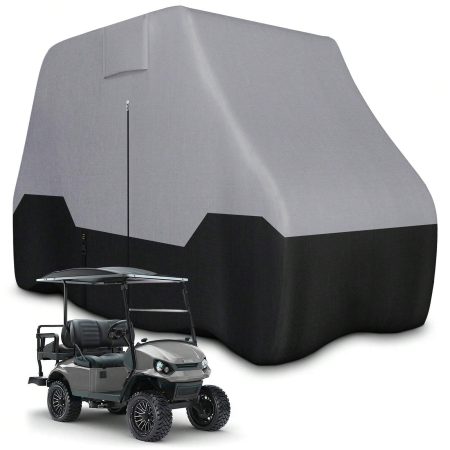 Zenicham 2/4 Passenger Golf Cart Cover, 600D Heavy Duty Golf Cart Cover Universal Fits For EZGO, Club Car Golf Cart Gray/Black