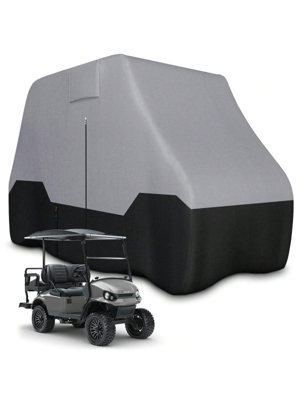 Zenicham 2/4 Passenger Golf Cart Cover, 600D Heavy Duty Golf Cart Cover Universal Fits For EZGO, Club Car Golf Cart Gray/Black