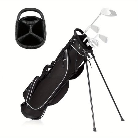 Lifezeal Golf Stand Cart Bag Club w/4 Way Divider Carry Organizer Pockets Storage Black