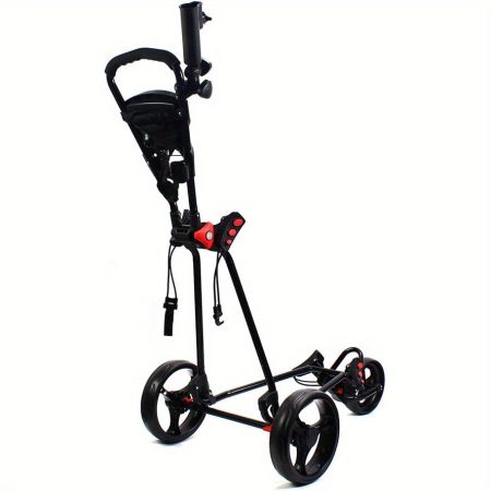 OUKANING Golf Push Cart 3&4 Wheels Folding with Umbrella Holder Lightweight Golf Club Push Pull Cart Trolley