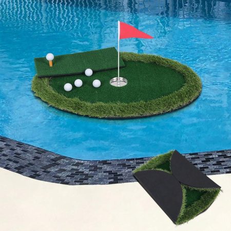 LUCKUP Floating Golf Green For Pool, Floating Chipping Green Golf Chipping Practice Foldable Round Golf Putting Mat Pool Golf Mat For Outdoor, Golf Gift For Golfer Green