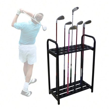 27 Holes Metal Golf Club Organizers Golf Club Display Golf Putter Rack Golf Clubs Shelf Storage Stand Course Practice Supplies 21.65*11.81*31.49in Black