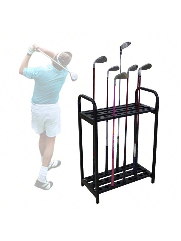 27 Holes Metal Golf Club Organizers Golf Club Display Golf Putter Rack Golf Clubs Shelf Storage Stand Course Practice Supplies 21.65*11.81*31.49in Black