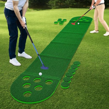 Mini Golf Putting Mat Game With 2* Golf Clubs & Balls, Golf Course  Best Backyard  Indoor Party Golf Game Practice Set Green/Red,118*19*1in Multicolor