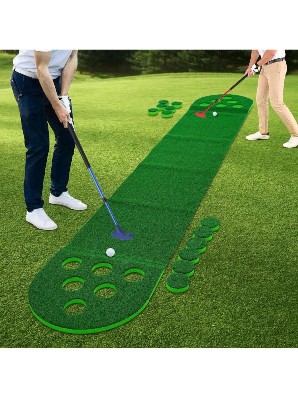 Mini Golf Putting Mat Game With 2* Golf Clubs & Balls, Golf Course  Best Backyard  Indoor Party Golf Game Practice Set Green/Red,118*19*1in Multicolor