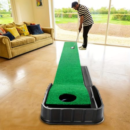 Automatic Golf Putting Mat with Ball Return, Indoor Putting Exerciser for Office Use, 6 PU Balls