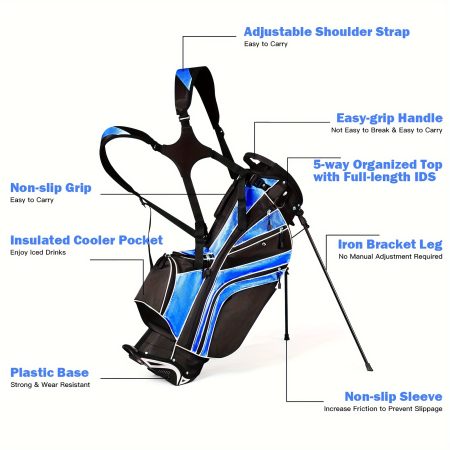 COSTWAT Golf Stand Cart Bag, Golf Club Bag W/6 Way Divider, Organizer Pockets Storage