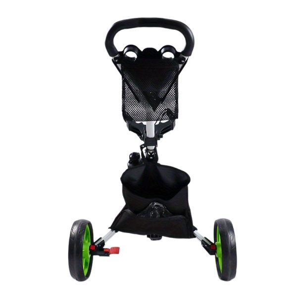 3-Wheel Aluminum Alloy Golf Push and Pull Cart - Portable, Foldable & Detachable, with Ball Bag Holder, Quick Fold Design, Black (1-Pack)